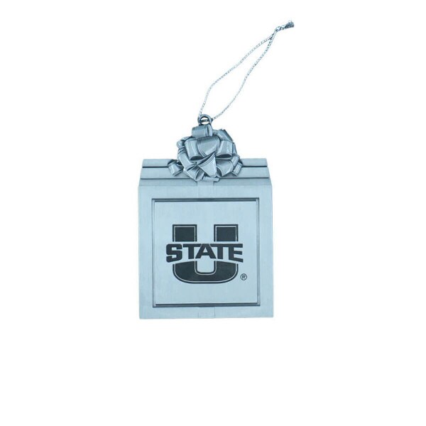 Silver Ornament U-State with Bow Laser Engraved